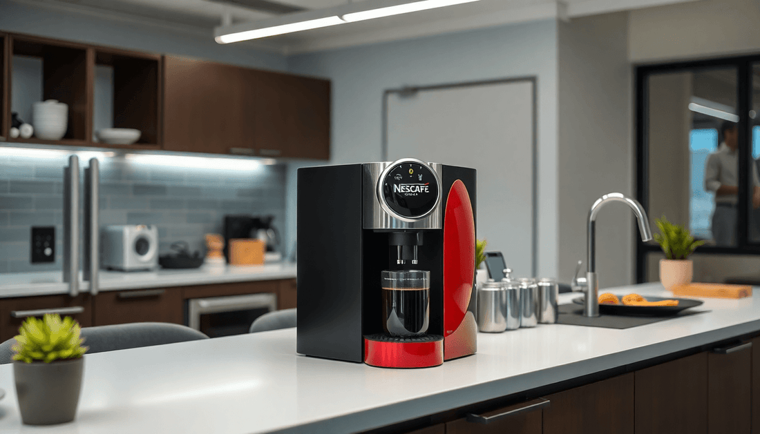 A Nescafe coffee machine in a modern office kitchen