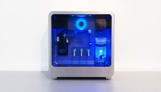 Atlantis Sky 3 tap cooling cabinet water dispenser Noida with blue LED light and sleek modern design