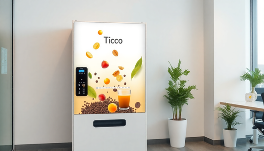 A modern tea and coffee vending machine in office