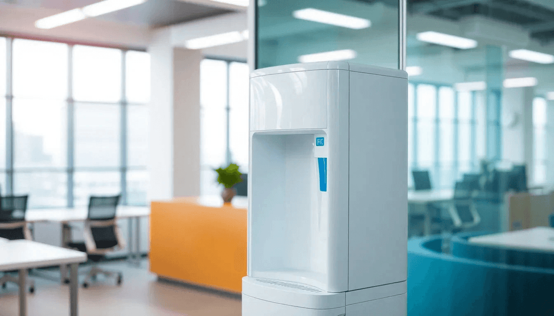 A clean water dispenser in a modern office setting