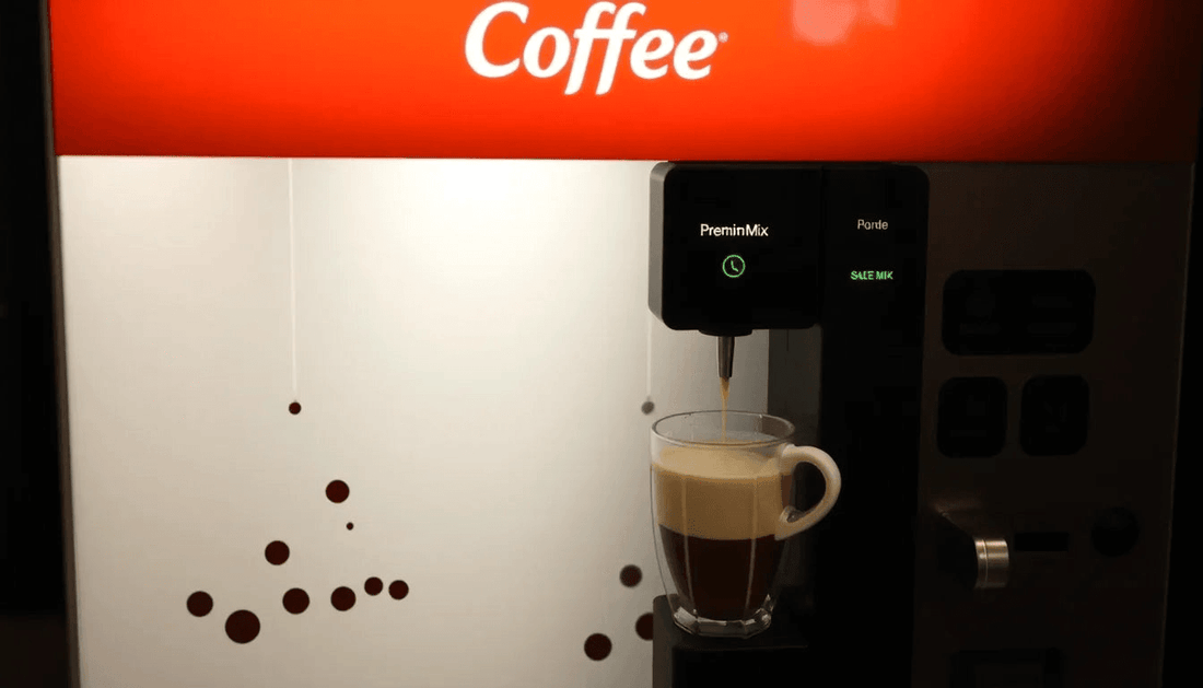 A coffee vending machine dispensing coffee premix in Bareilly