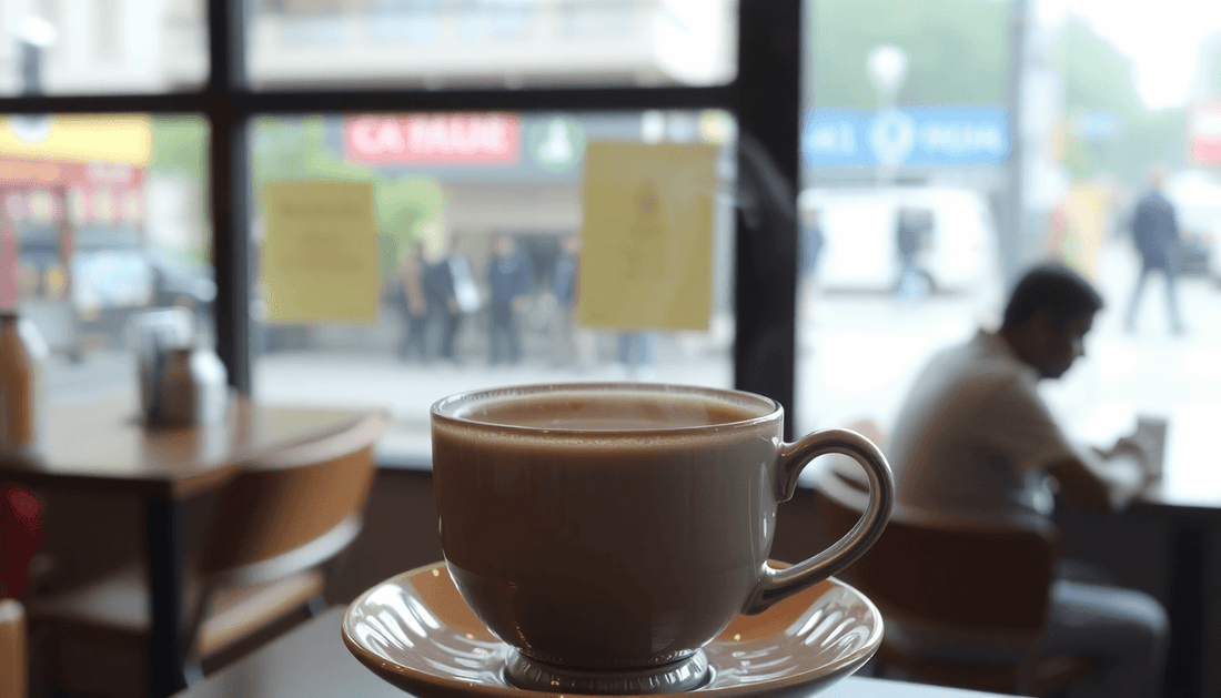 A steaming cup of masala chai in Mumbai cafe