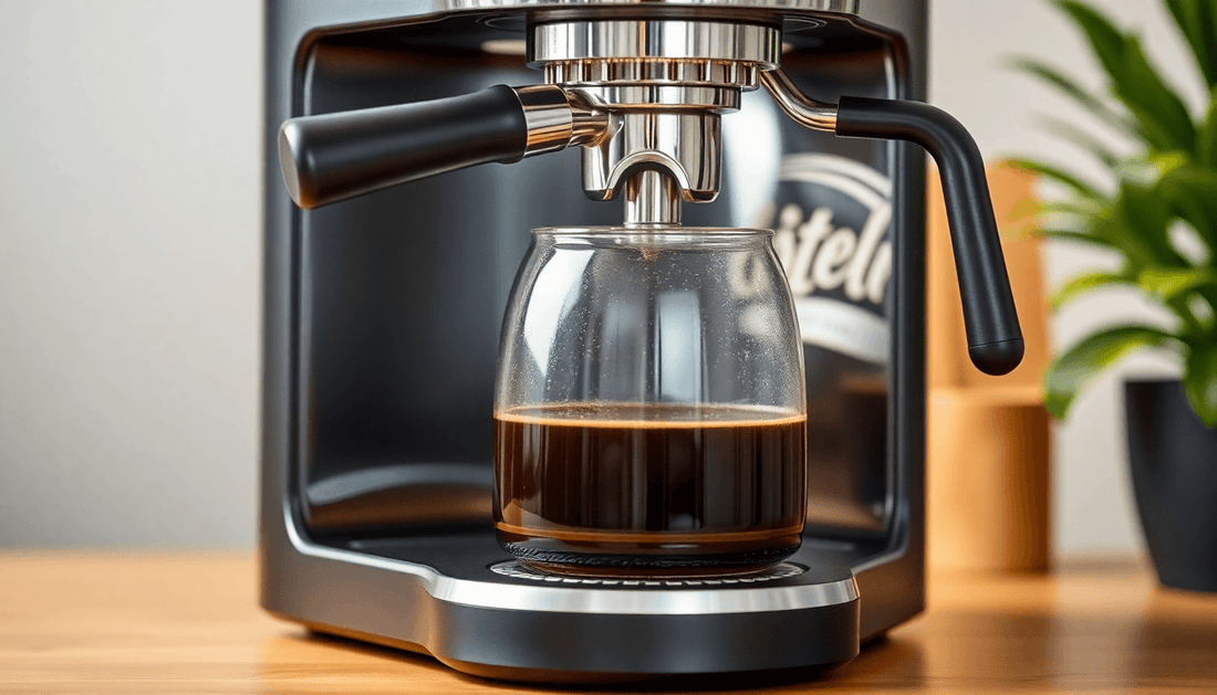 A modern coffee maker brewing fresh coffee