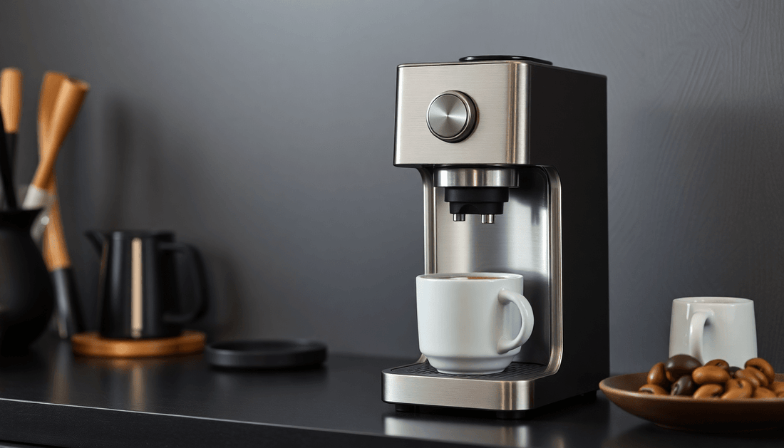 A sleek Atlantis Compact Coffee Machine brewing coffee