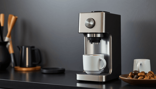 A sleek Atlantis Compact Coffee Machine brewing coffee