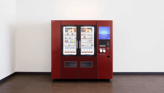 A sleek Atlantis Classic 3-lane coffee vending machine