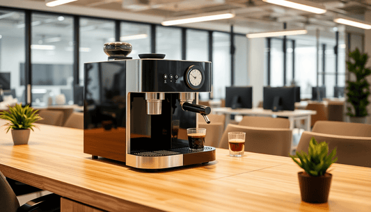 Modern coffee machine in an office setting