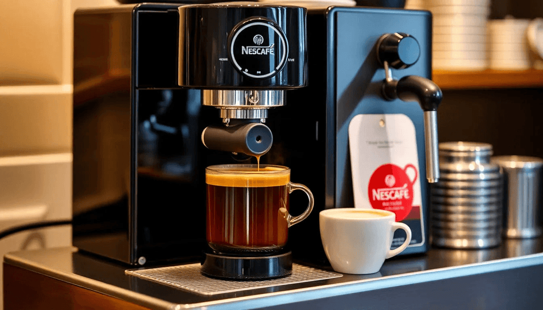 Nescafe coffee machine brewing fresh coffee in Tripura cafe