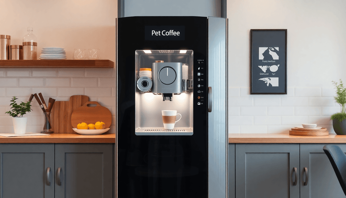 A sleek coffee vending machine in a cozy home kitchen