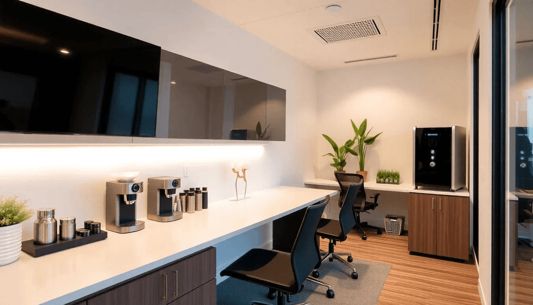 Modern office with coffee machine rental setup