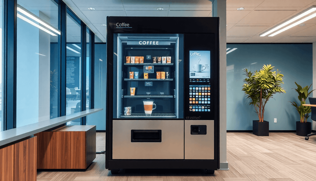 A modern coffee vending machine in an office setting