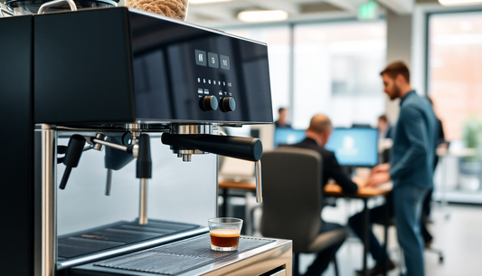 Nescafe coffee vending machine on rent Dwarka in modern office setting with employees working in background