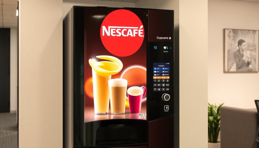A Nescafe coffee and tea vending machine in an office