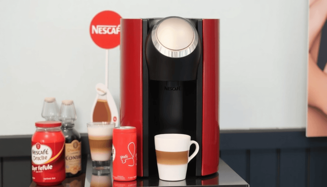 A Nescafe coffee machine on a rental display