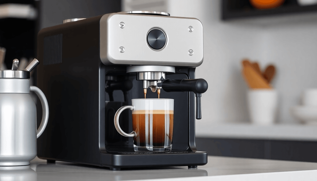 A sleek Atlantis coffee machine brewing fresh coffee