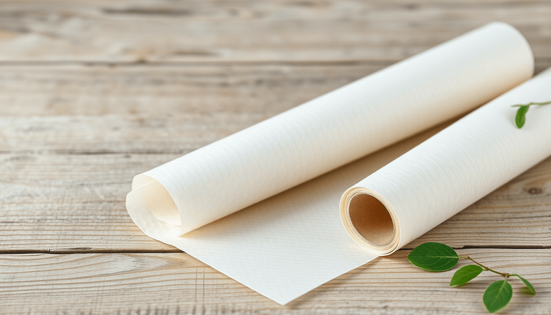 Eco-friendly tissue paper roll on natural wooden table