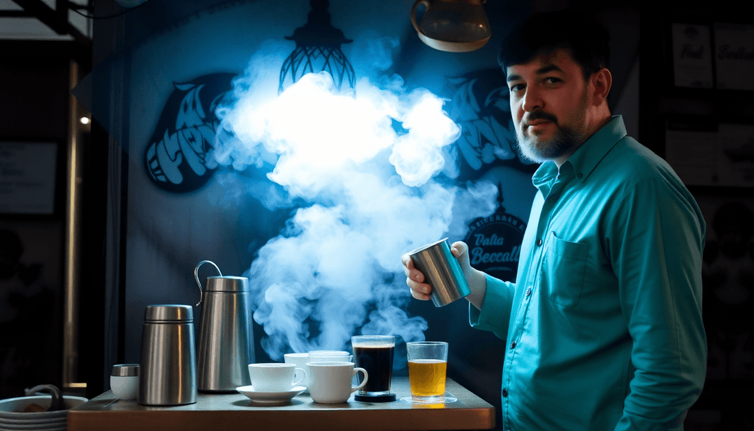 Coffee walla serving tea and coffee at a street tapri