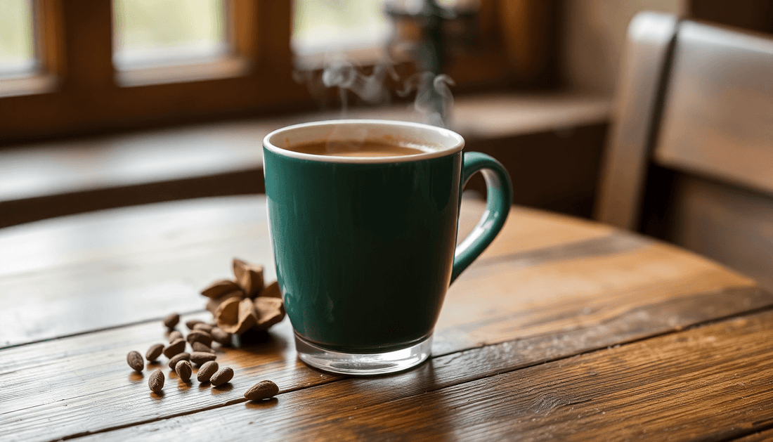 A cup of steaming Nukkad coffee on a wooden table