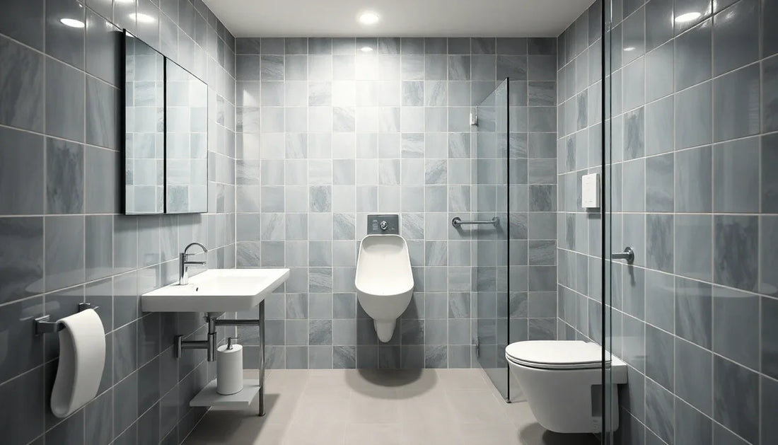 Clean and modern washroom interior illustrating washroom hygiene tips for offices in Noida