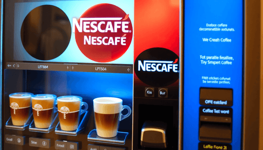 A Nescafe coffee vending machine dispensing coffee