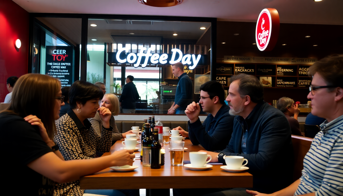 People enjoying coffee at a cozy Cafe Coffee Day outlet