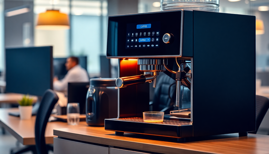Modern office coffee machine in a busy Faridabad office