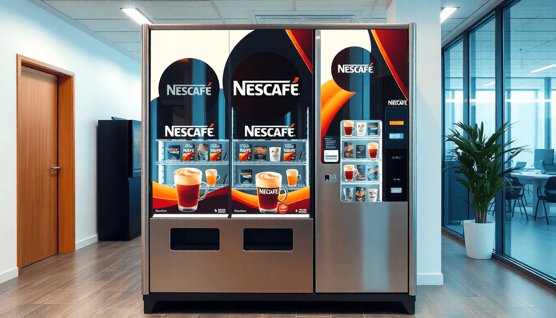 A 3 lane Nescafe coffee vending machine in an office