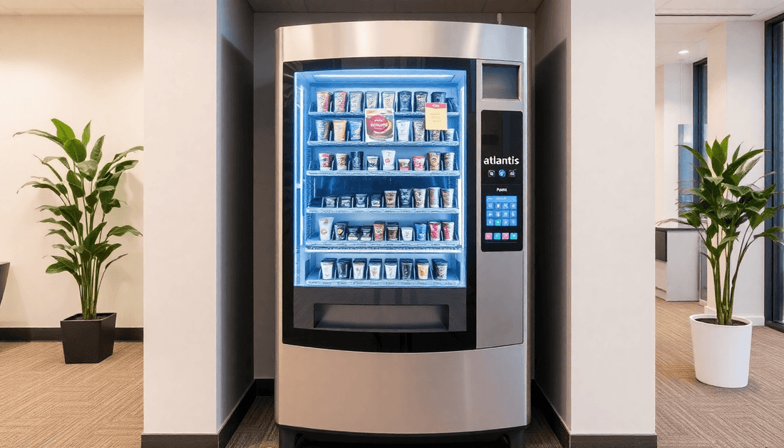 A sleek Atlantis coffee vending machine in an office