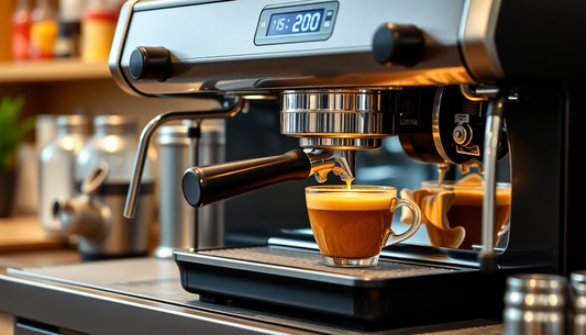 A modern coffee machine brewing fresh coffee in Ludhiana cafe