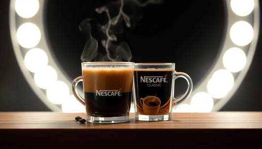 A steaming cup of Nescafé Classic instant coffee