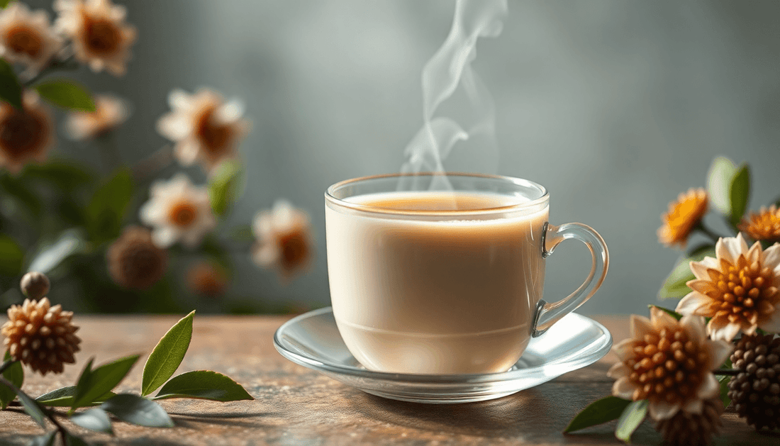 A steaming cup of tea with no milk or sugar