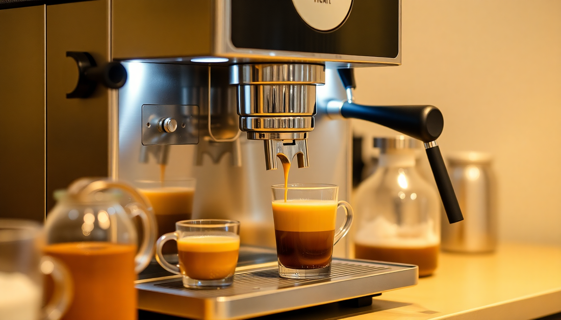 A modern coffee machine dispensing coffee in Rewari