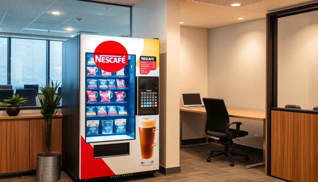 A Nescafe coffee vending machine in an office setting