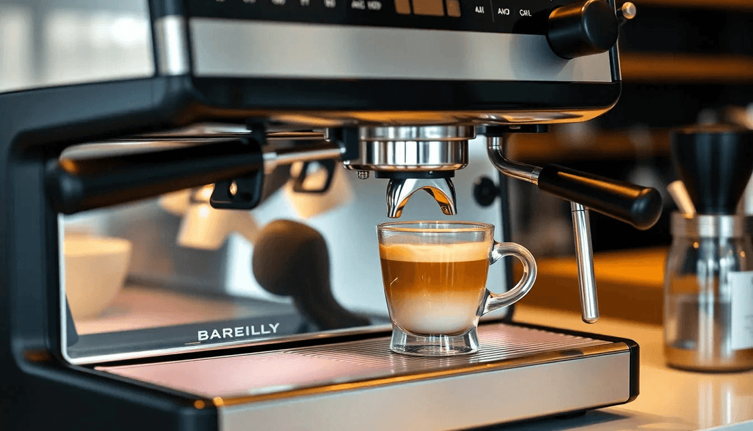 A sleek coffee machine brewing fresh coffee in Bareilly cafe
