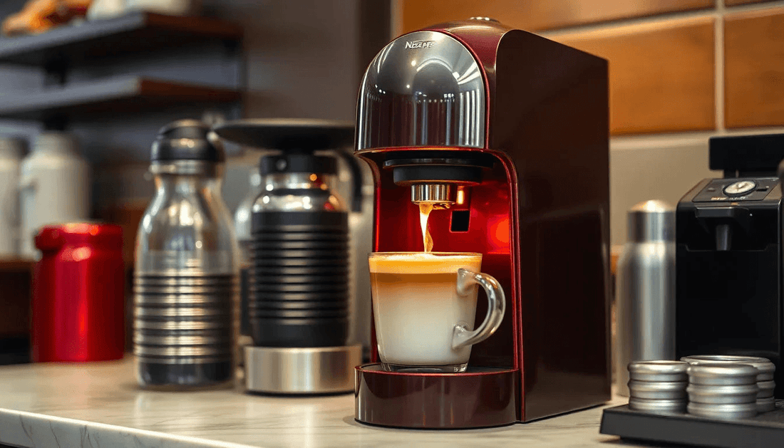 A Nescafe coffee machine brewing fresh coffee in Delhi cafe