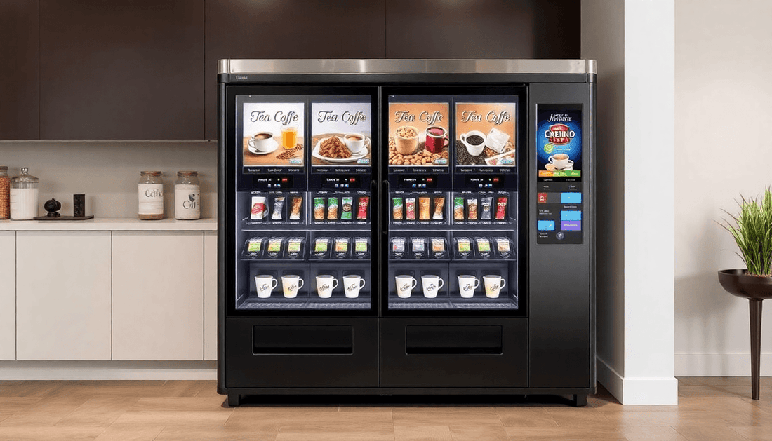 A sleek Atlantis Classic 4 Lane Tea Coffee Vending Machine