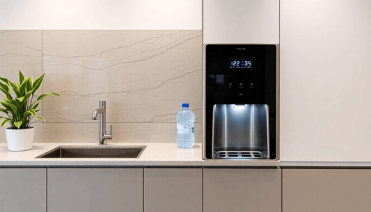 Modern Atlantis water dispenser installed in office kitchen