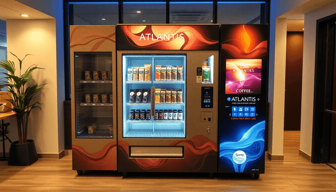 Modern Atlantis 3 Lane coffee vending machine in office