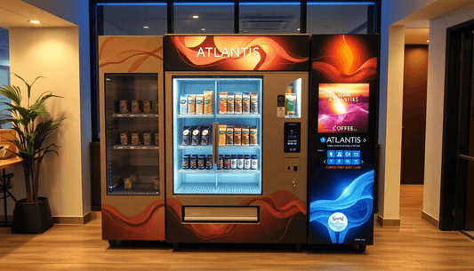 Modern Atlantis 3 Lane coffee vending machine in office