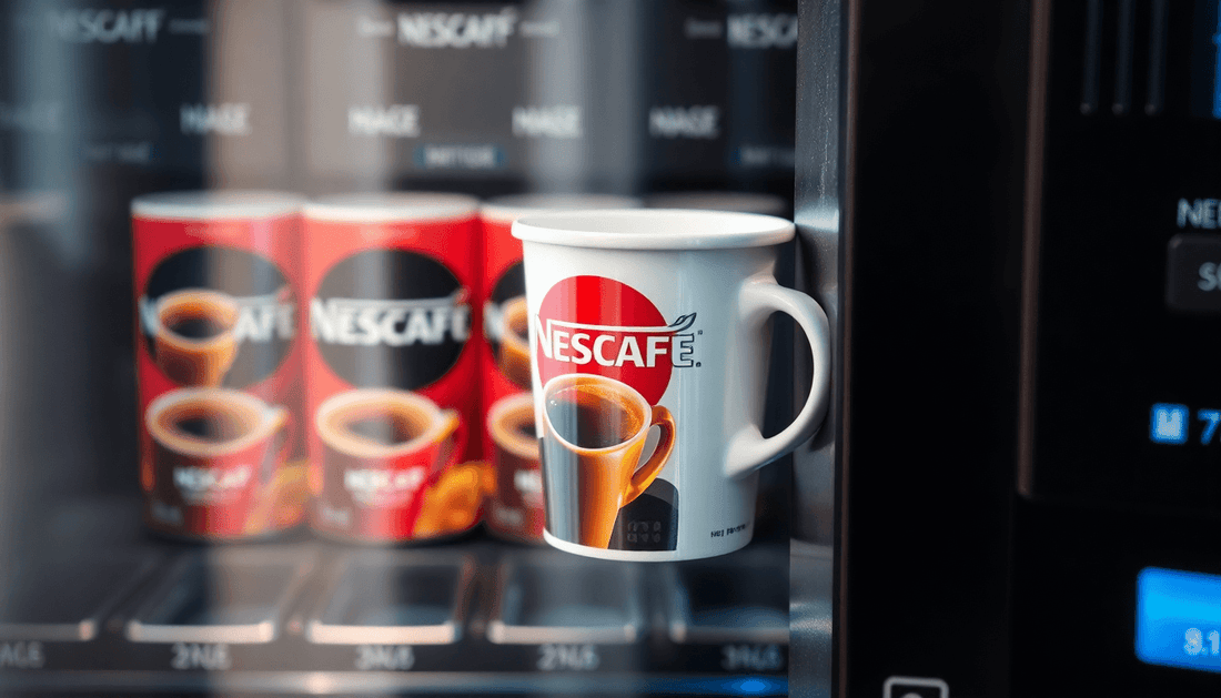 Vending machine dispensing Nescafe coffee premix cup