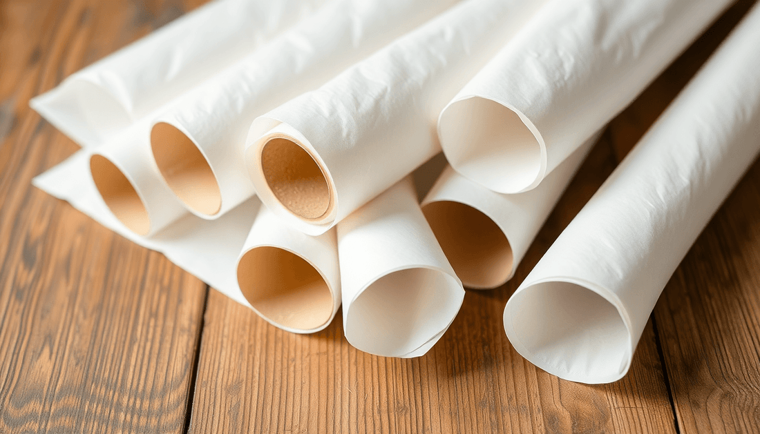 Eco-friendly tissue paper rolls on a wooden table
