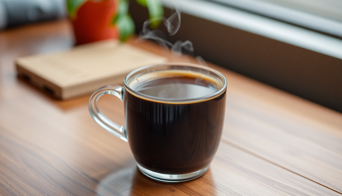 A steaming cup of Bru Coffee Premix on a table