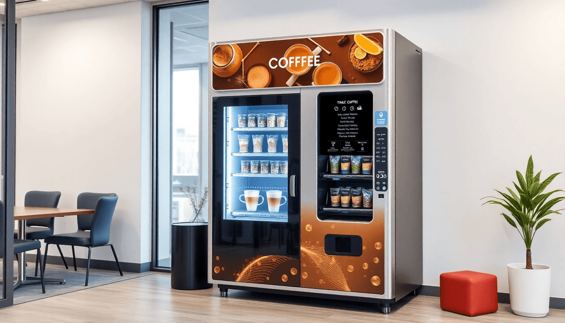 Modern coffee and tea vending machine in an office