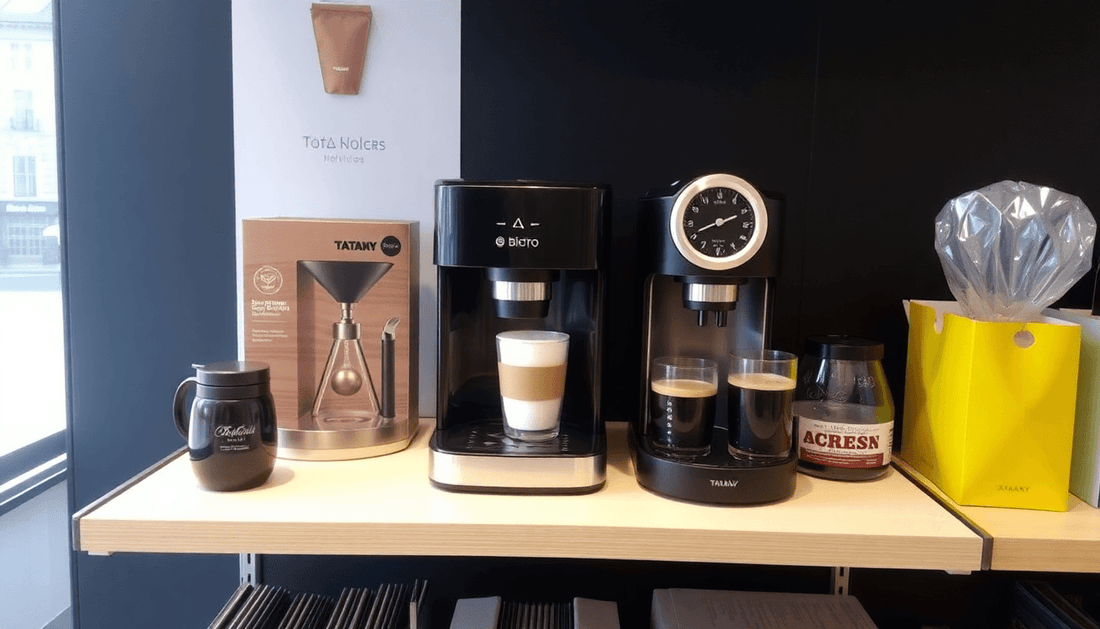 Tata my Bistro coffee machine on Amazon display