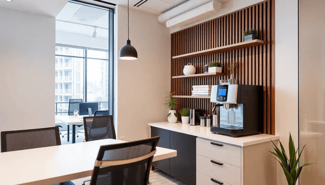 Modern office with a coffee machine rental setup
