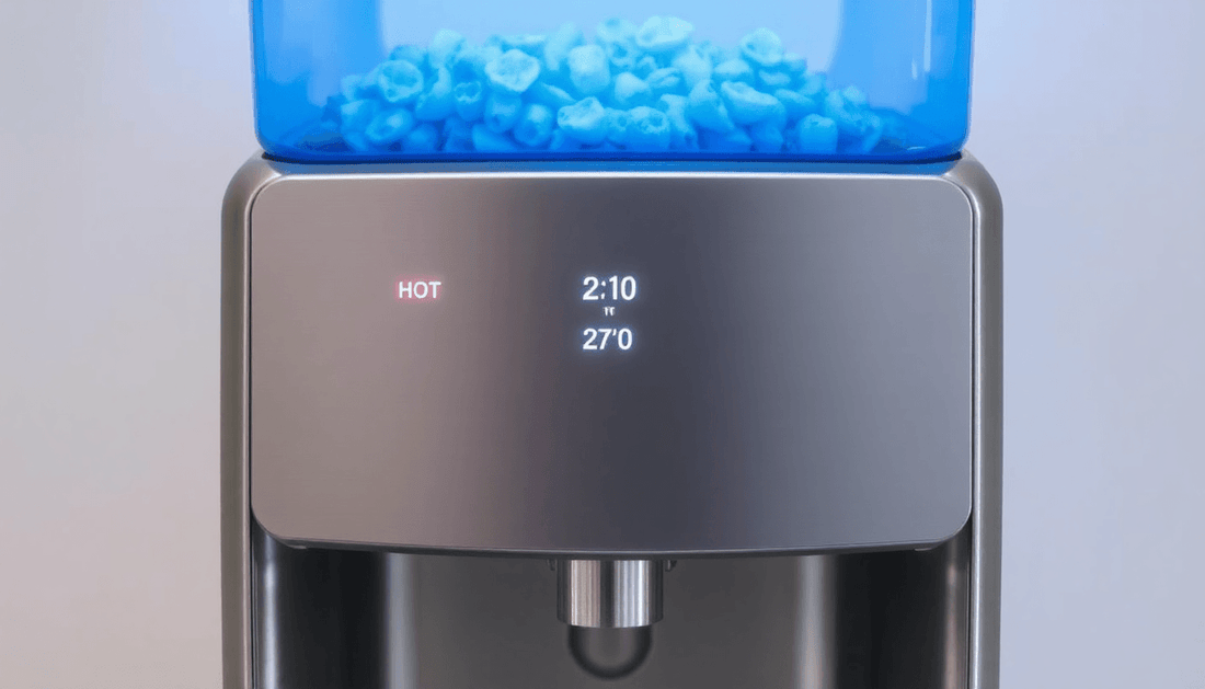 A modern water dispenser with hot and cold water options