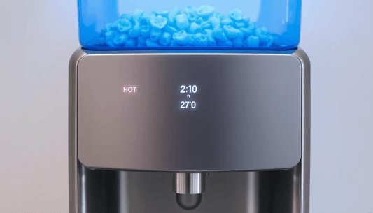 A modern water dispenser with hot and cold water options