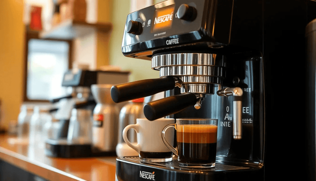 Nescafe coffee machine brewing fresh coffee in Nagaland cafe
