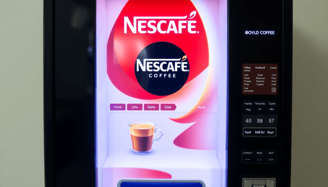 A Nescafe coffee vending machine dispensing coffee
