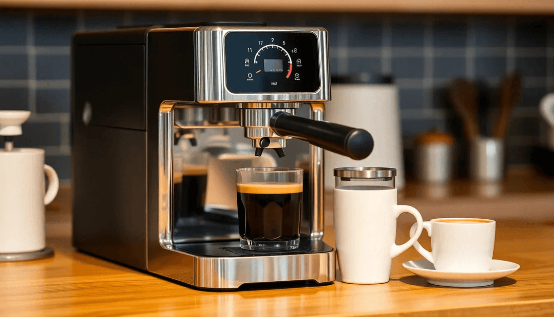 A sleek Atlantis coffee machine brewing fresh coffee